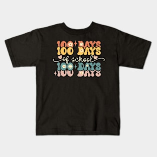 Retro Days of School Groovy Teacher 100th Day of School Kids T-Shirt